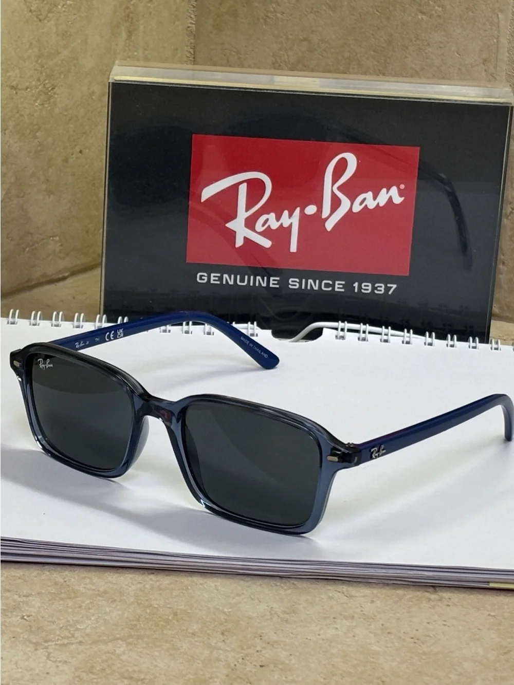 New Ray-Ban Kids RJ9131S 7110/87 Transparent Blue Sunglasses Dark Gray Lenses